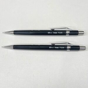 Pentel P205 Sharp Mechanical Drafting Pencils 0.5mm Black‎ Set of 2 with Pouch